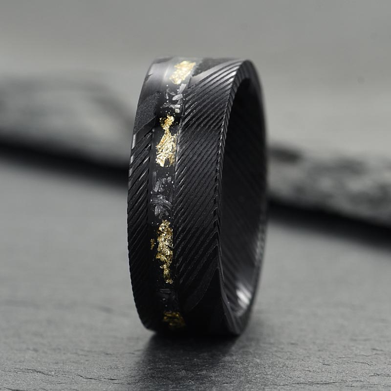 Men’s Black Ring - Damascus Steel Ring high quality - Men’s Wedding Ring - Men's Black Wedding Ring - Men's Wedding Band- Aragorn