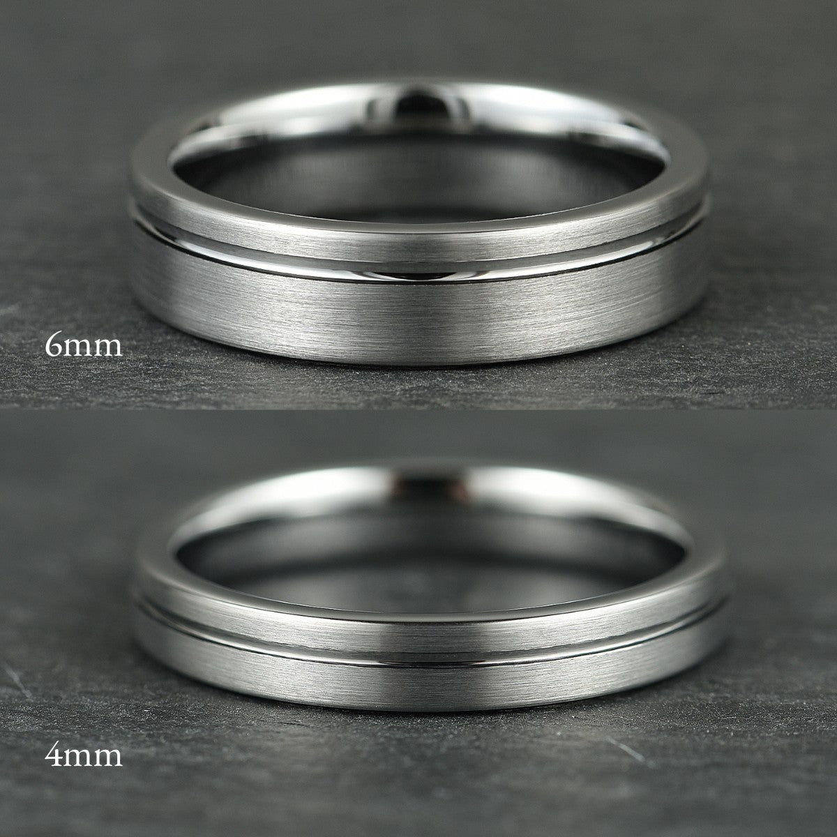 The Axis - Brushed Silver Tungsten Ring (4mm, 6mm)
