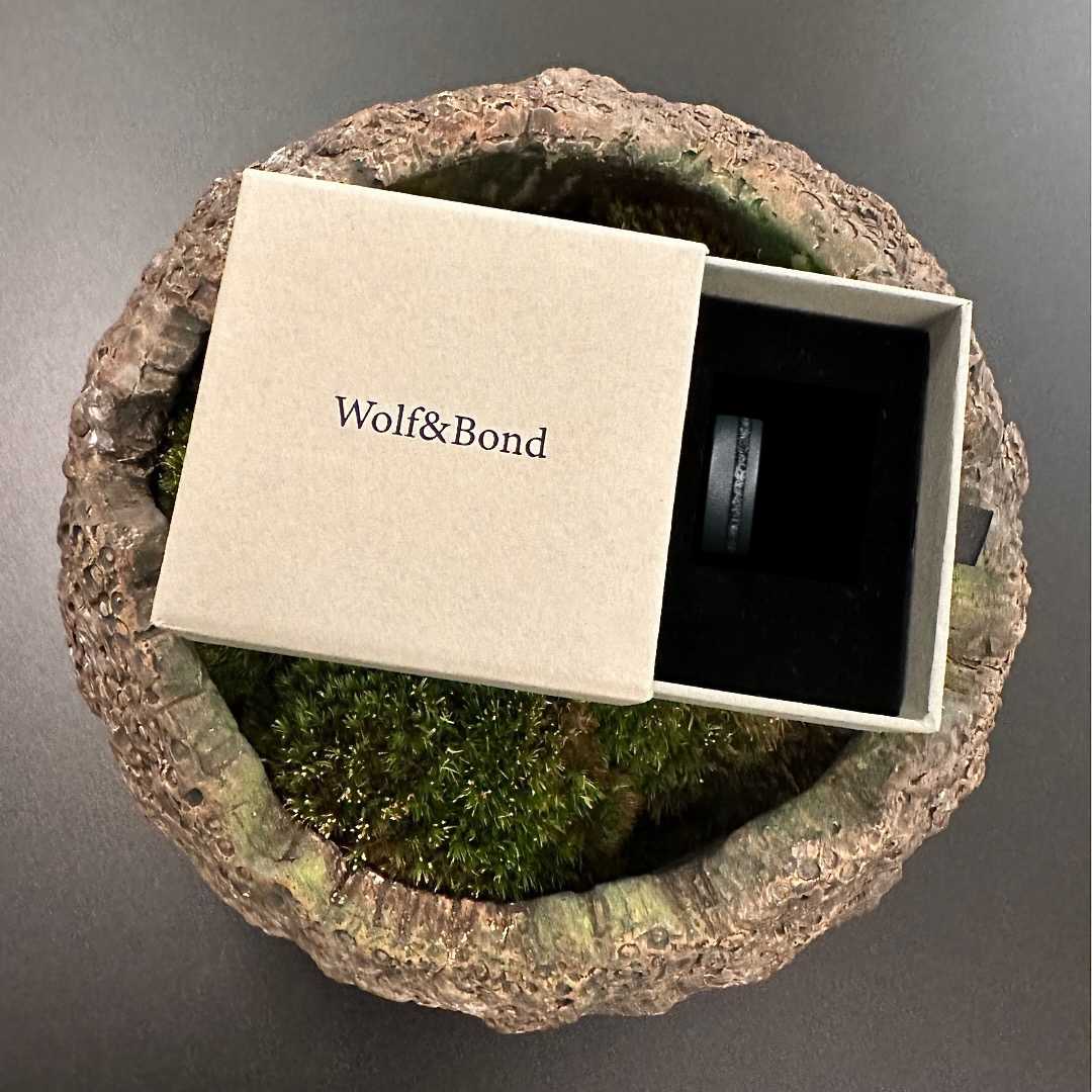 The Eclipse – Black Smooth Tungsten Ring With Crushed Meteorite Inlay (8mm)