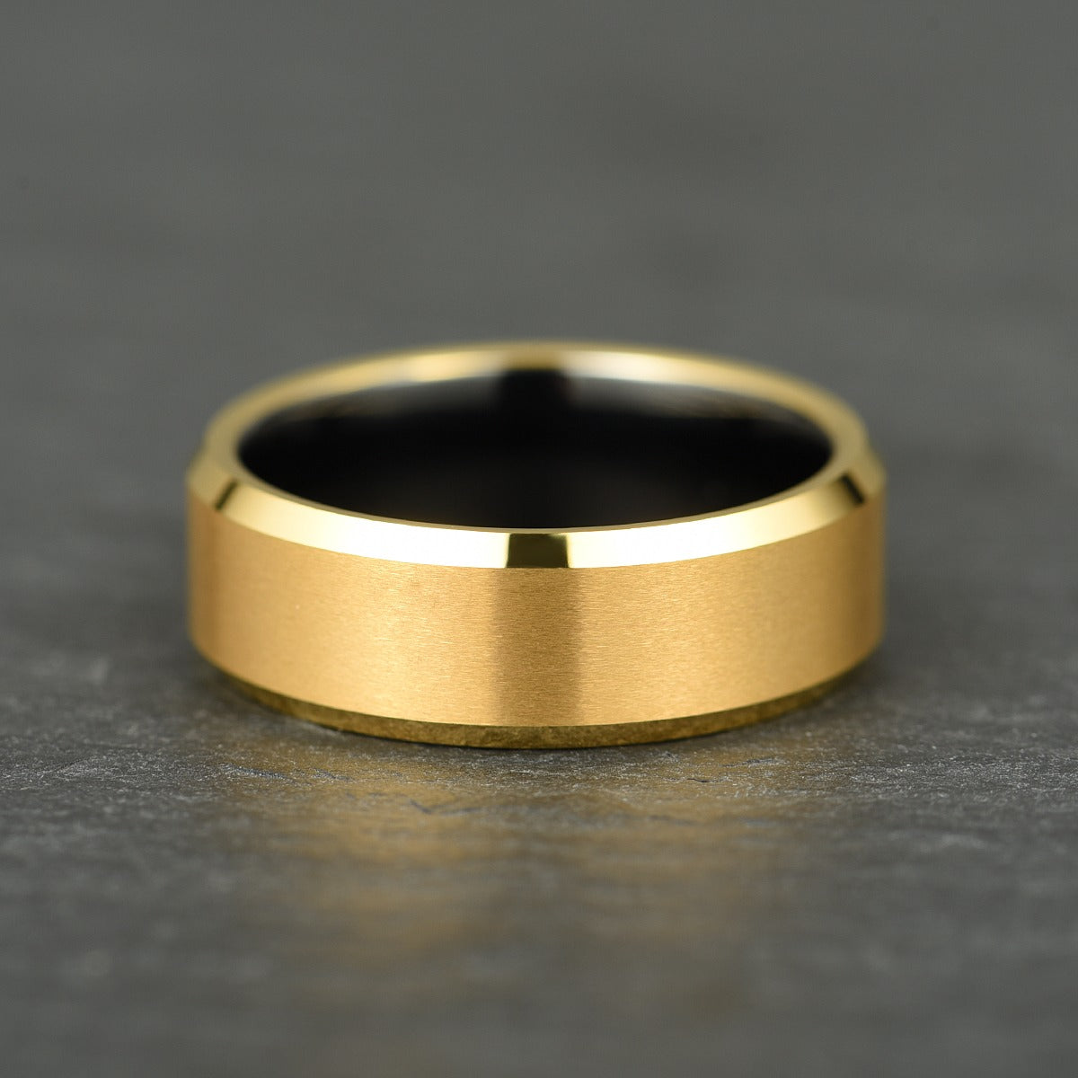 The Apex - Brushed Gold & Black Tungsten Ring