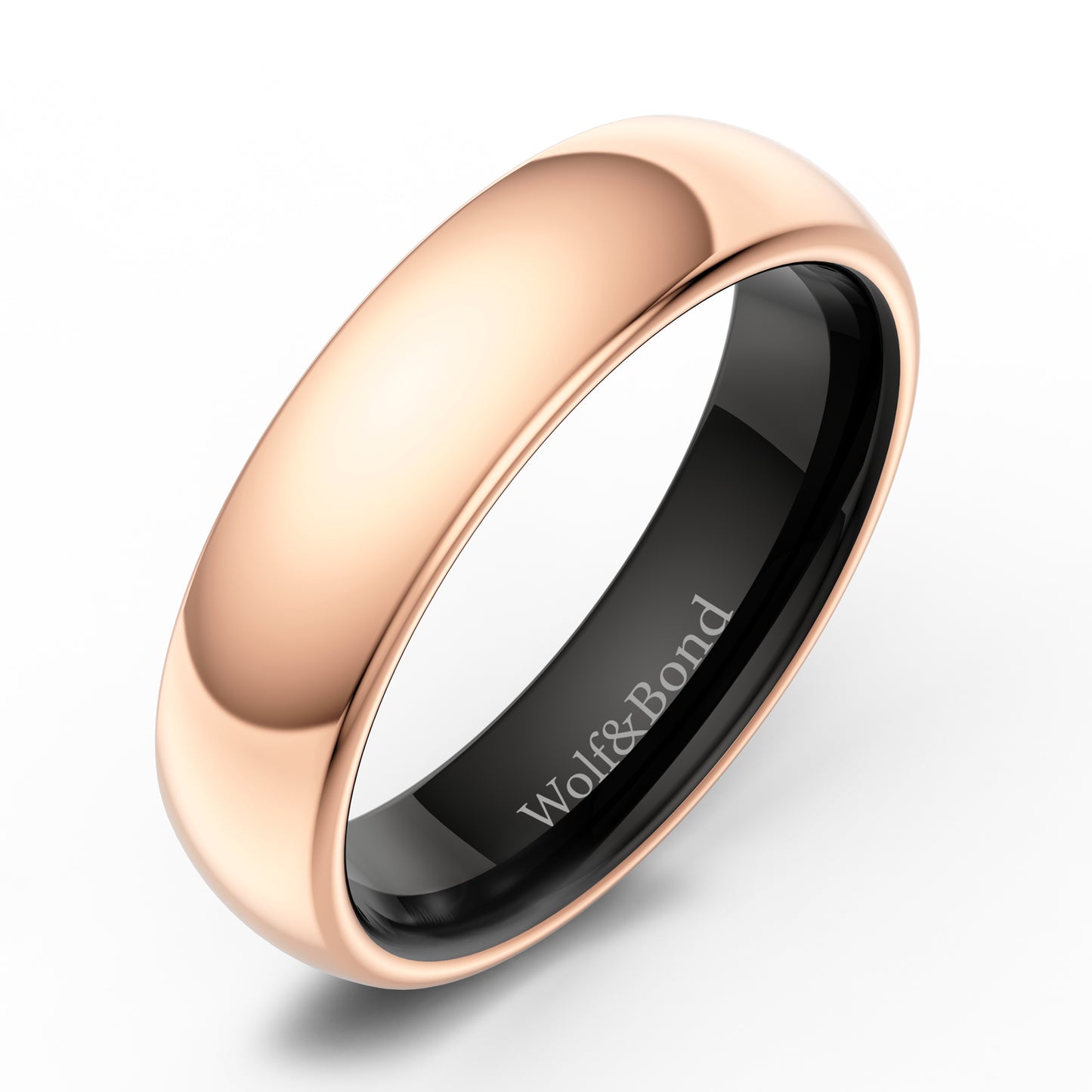 The Meridian - Polished Rose Gold Tungsten Ring (6mm)