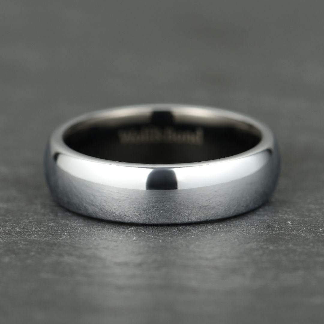 The Meridian – Polished Silver Tungsten Ring (6mm)