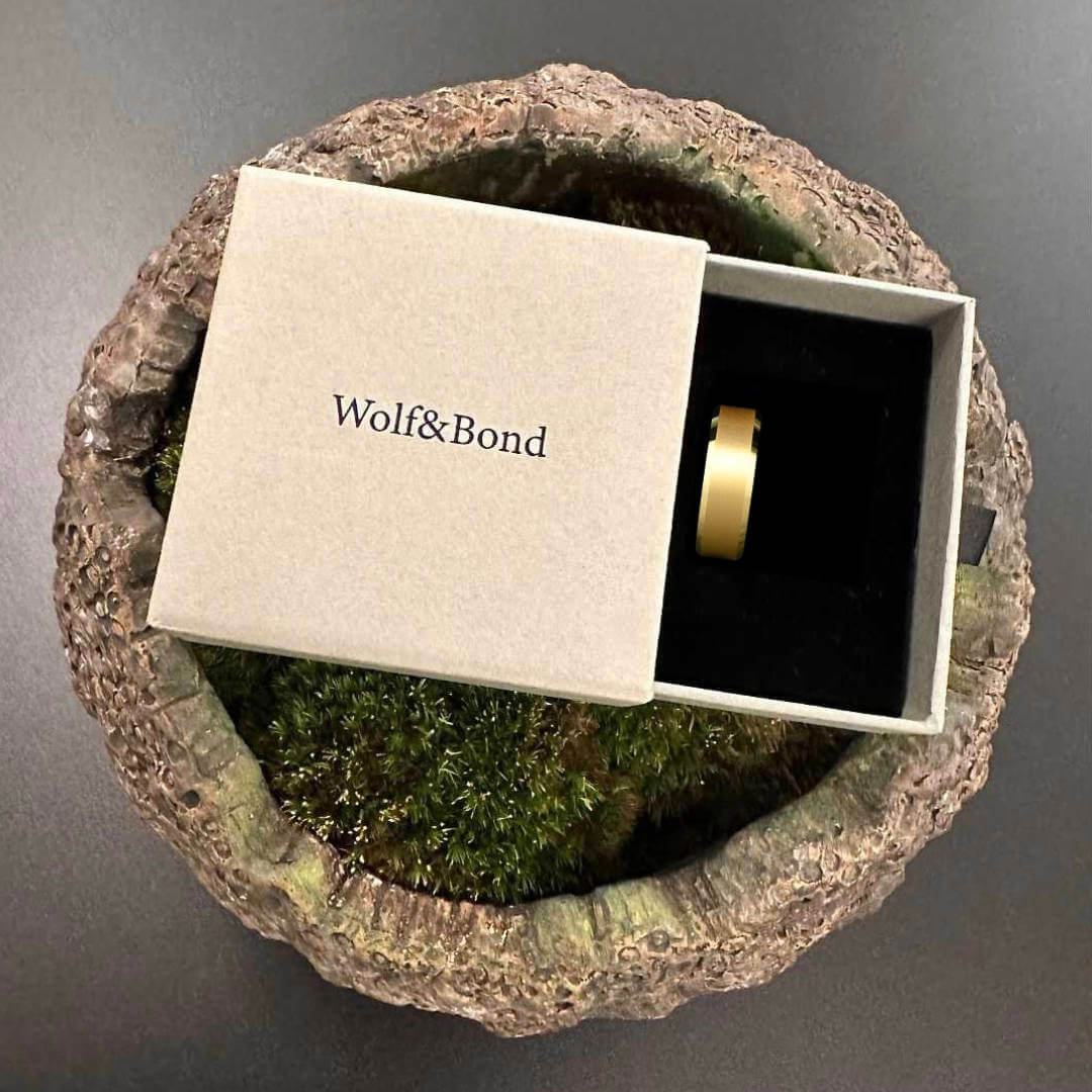 The Apex - Brushed Gold & Black Tungsten Ring