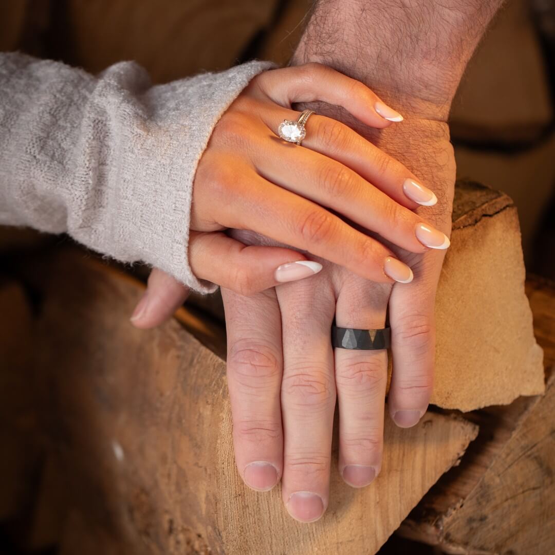 The Crucible - Hammered Black Tungsten Ring (6mm, 8mm)
