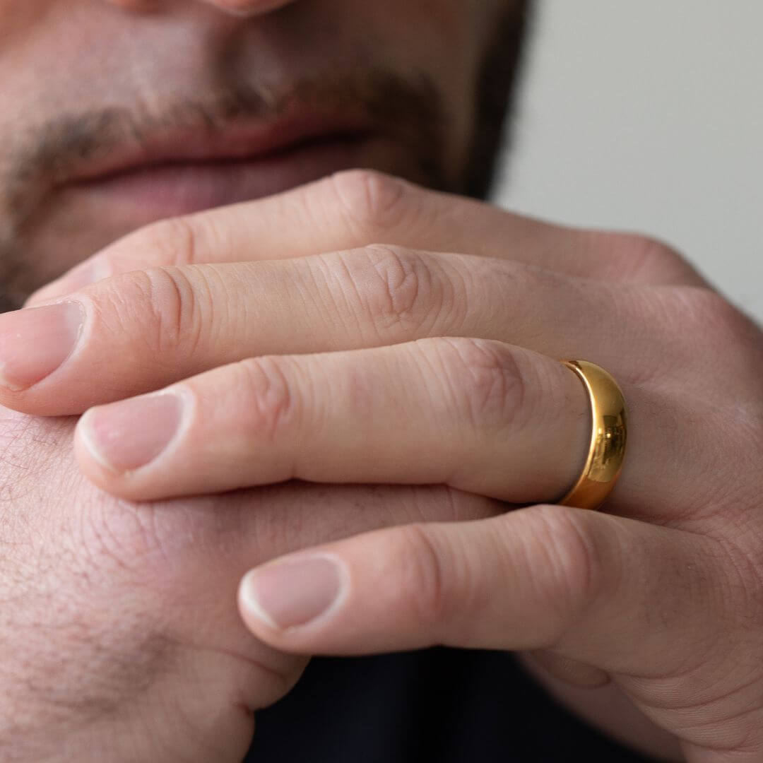 The Meridian - Polished Gold Tungsten Ring (6mm)