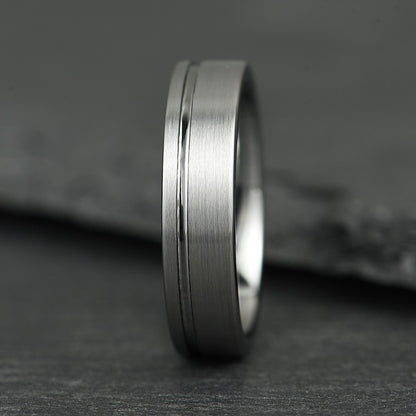 The Axis - Brushed Silver Tungsten Ring (4mm, 6mm)