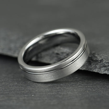 The Axis - Brushed Silver Tungsten Ring (4mm, 6mm)
