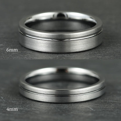 The Axis - Brushed Silver Tungsten Ring (4mm, 6mm)