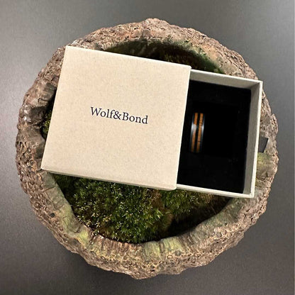The Cask – Black Tungsten Ring With Walnut Wood Veneer (8mm)