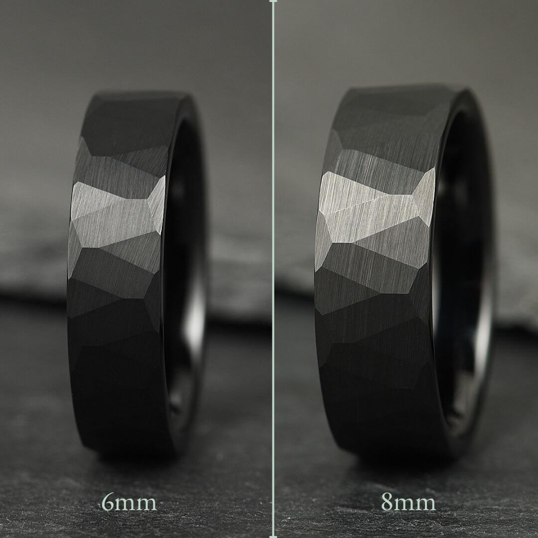 The Crucible - Hammered Black Tungsten Ring (6mm, 8mm)