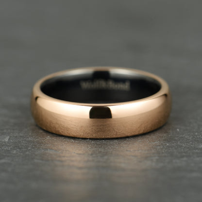 The Meridian - Polished Rose Gold Tungsten Ring (6mm)