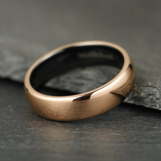 The Meridian - Polished Rose Gold Tungsten Ring (6mm)