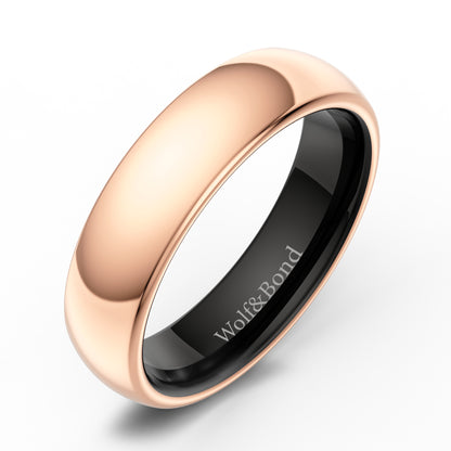 The Meridian - Polished Rose Gold Tungsten Ring (6mm)