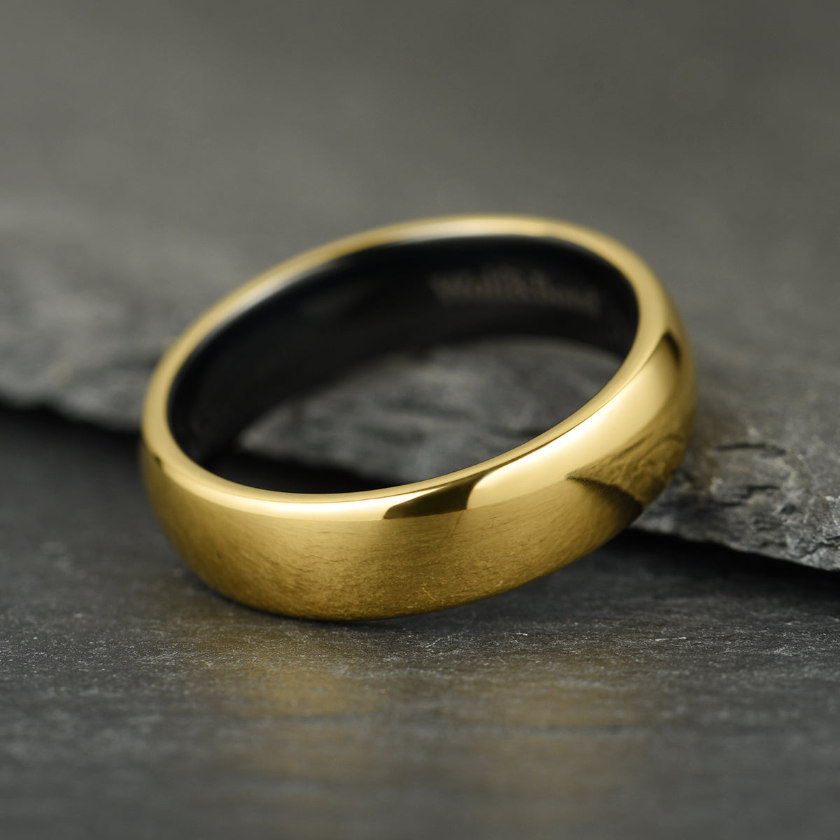 The Meridian - Polished Gold Tungsten Ring (6mm)