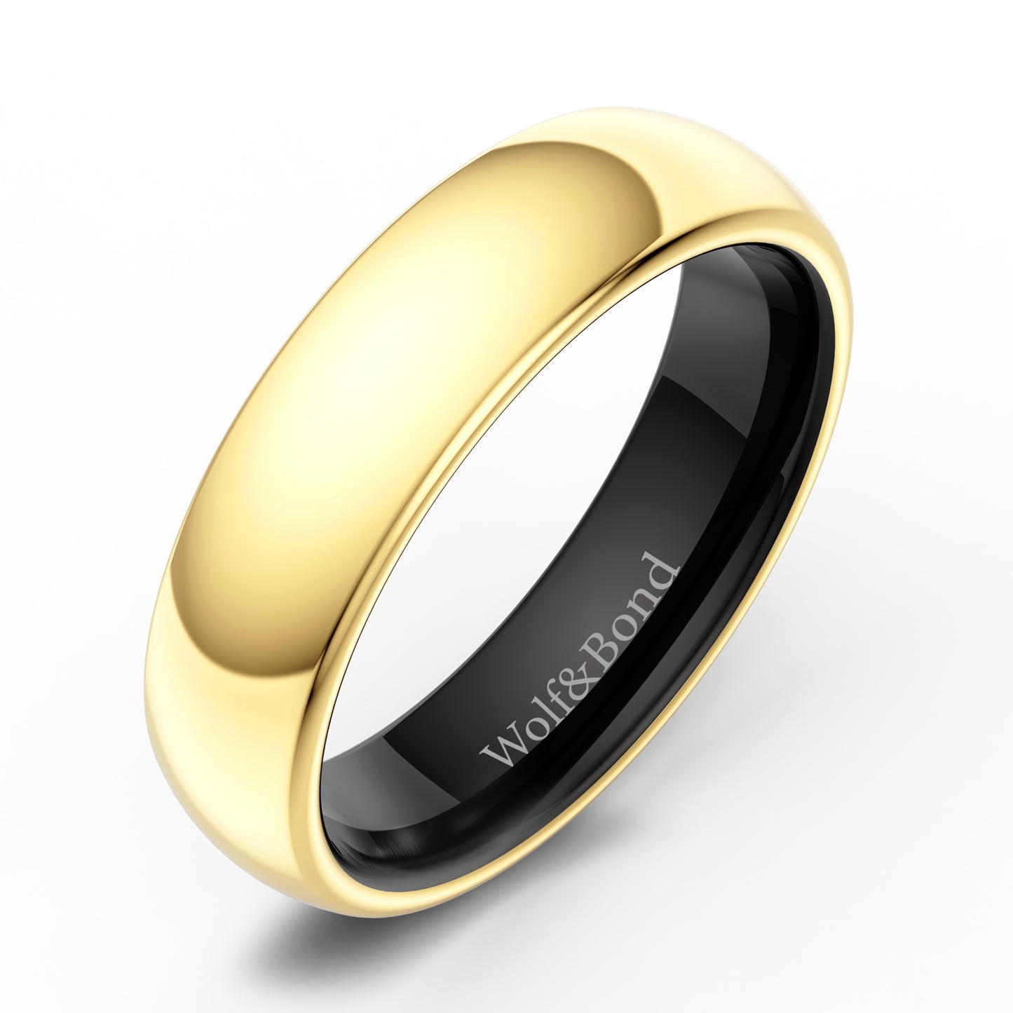 The Meridian - Polished Gold Tungsten Ring (6mm)