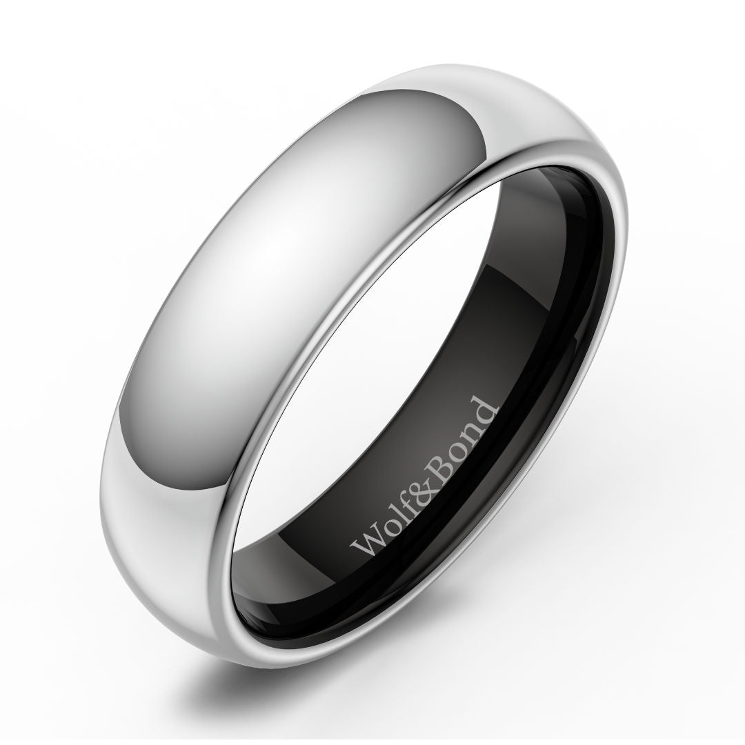 The Meridian – Polished Silver Tungsten Ring (6mm)