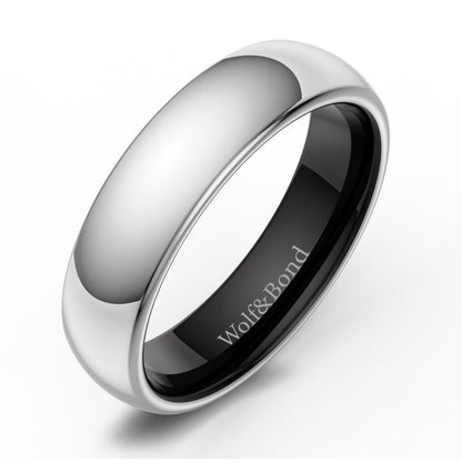 The Meridian – Polished Silver Tungsten Ring (6mm)