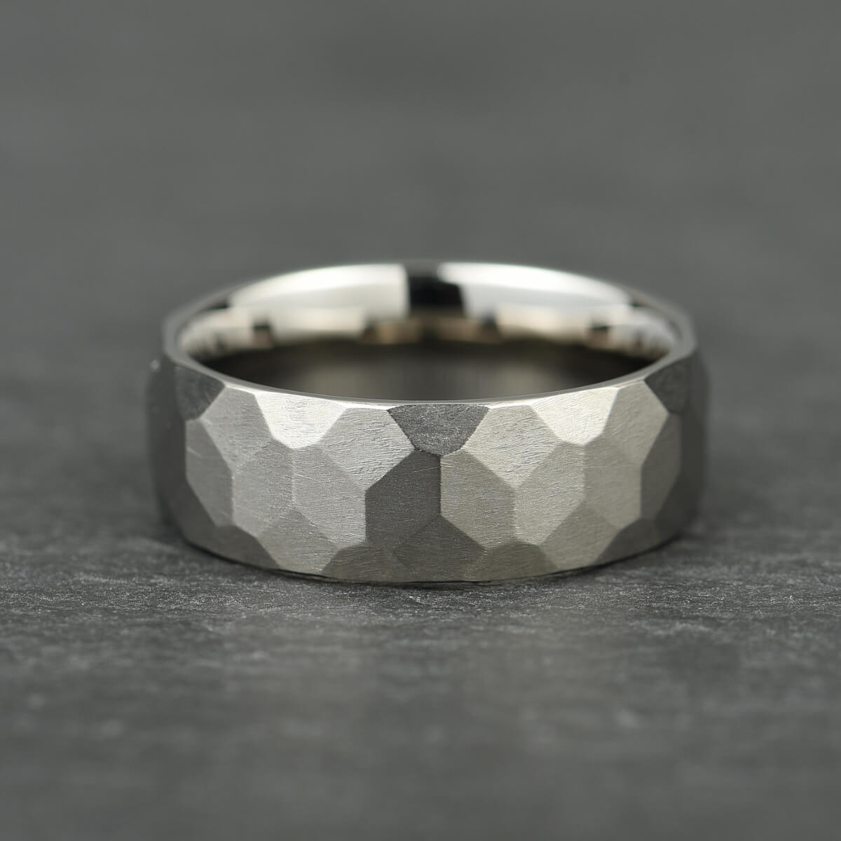 The Anvil - Silver Hammered Titanium Ring (8mm)
