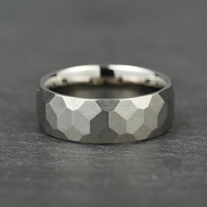 The Anvil - Silver Hammered Titanium Ring (8mm)