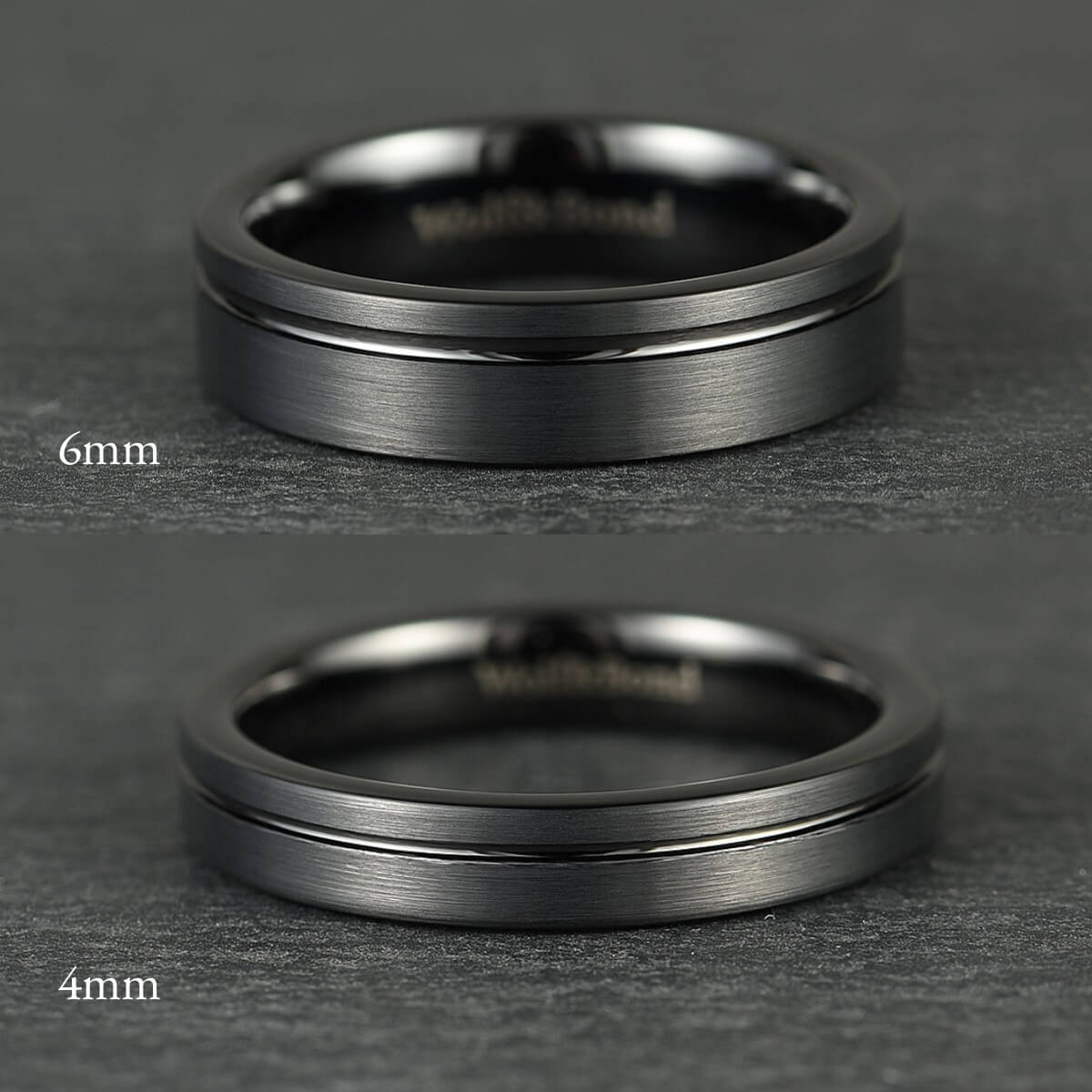 The Axis - Brushed Black Tungsten Ring (4mm, 6mm)