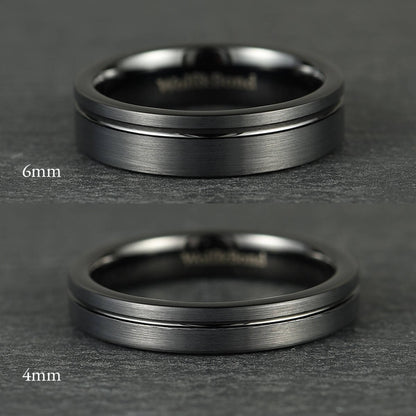 The Axis - Brushed Black Tungsten Ring (4mm, 6mm)