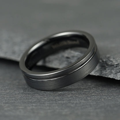 The Axis - Brushed Black Tungsten Ring (4mm, 6mm)