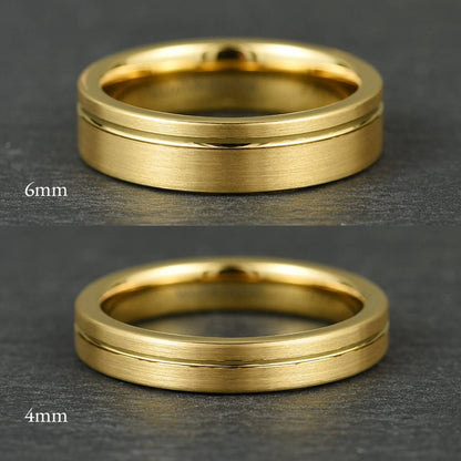 The Axis - Brushed Gold Tungsten Ring (4mm, 6mm)