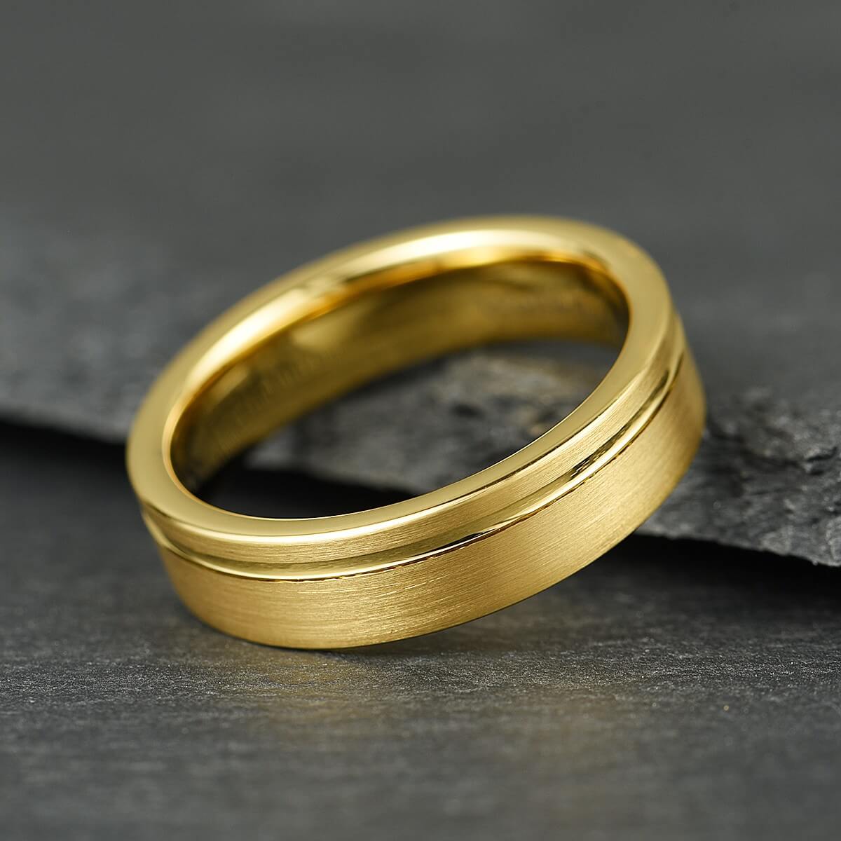 The Axis - Brushed Gold Tungsten Ring (4mm, 6mm)