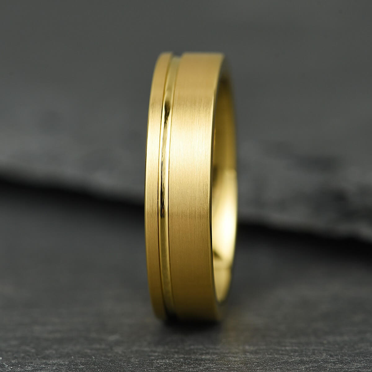 The Axis - Brushed Gold Tungsten Ring (4mm, 6mm)