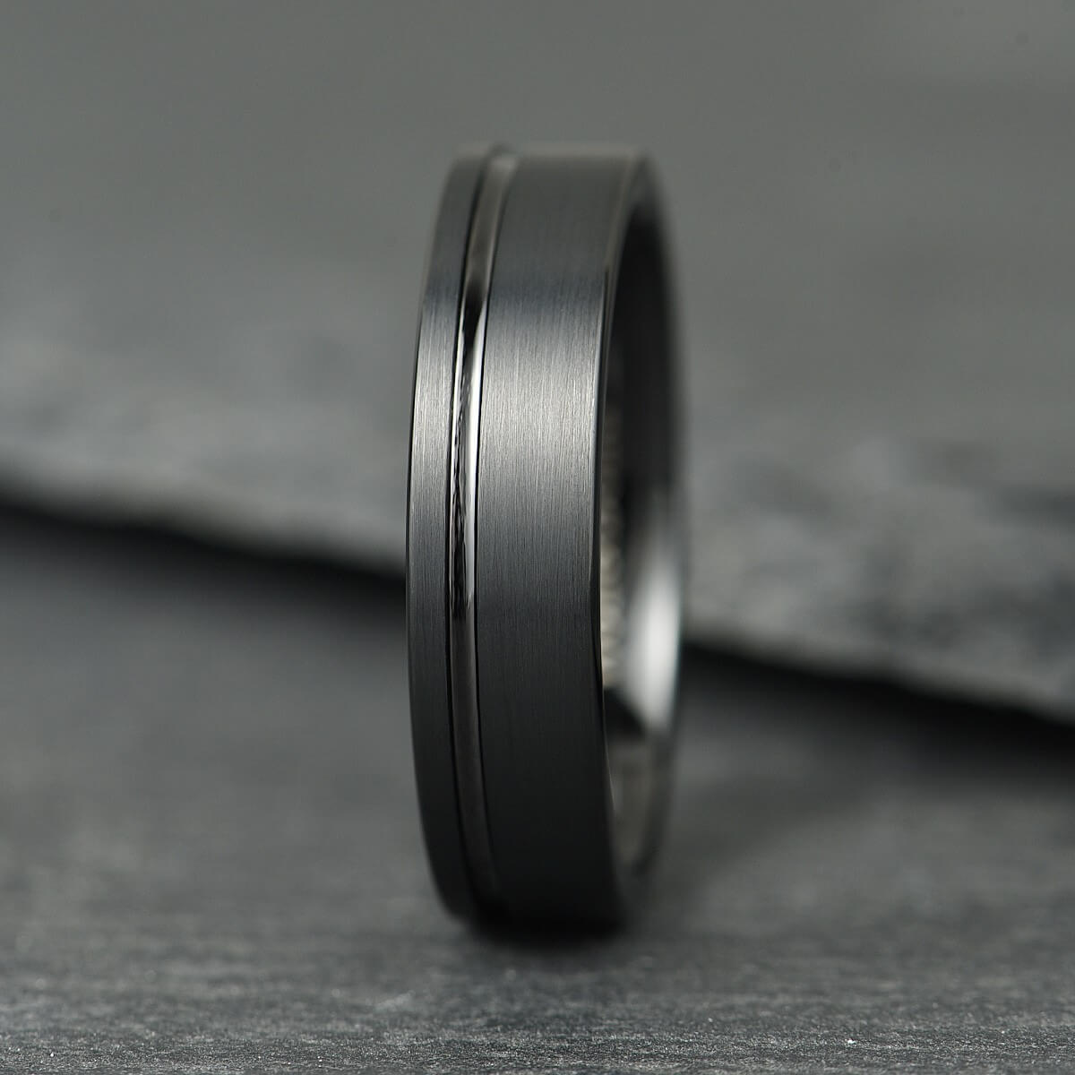 The Axis - Brushed Black Tungsten Ring (4mm, 6mm)