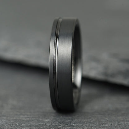 The Axis - Brushed Black Tungsten Ring (4mm, 6mm)