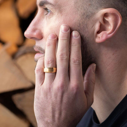 The Apex - Brushed Gold & Black Tungsten Ring (8mm)