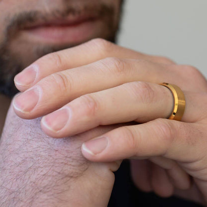 The Apex - Brushed Gold & Black Tungsten Ring (8mm)