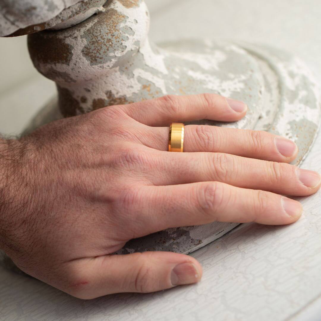 The Apex - Brushed Gold & Black Tungsten Ring (8mm)