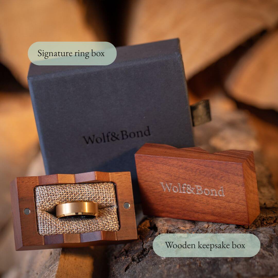 The Apex - Brushed Gold & Black Tungsten Ring (8mm)