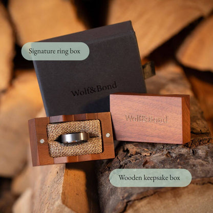 The Apex - Brushed Silver & Black Tungsten Ring (6mm, 8mm)