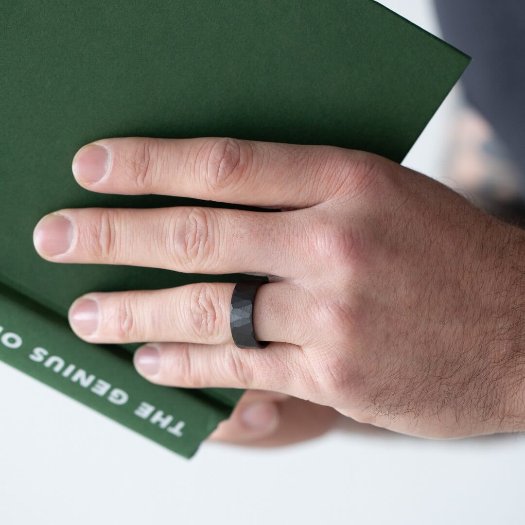 The Crucible - Hammered Black Tungsten Ring (6mm, 8mm)