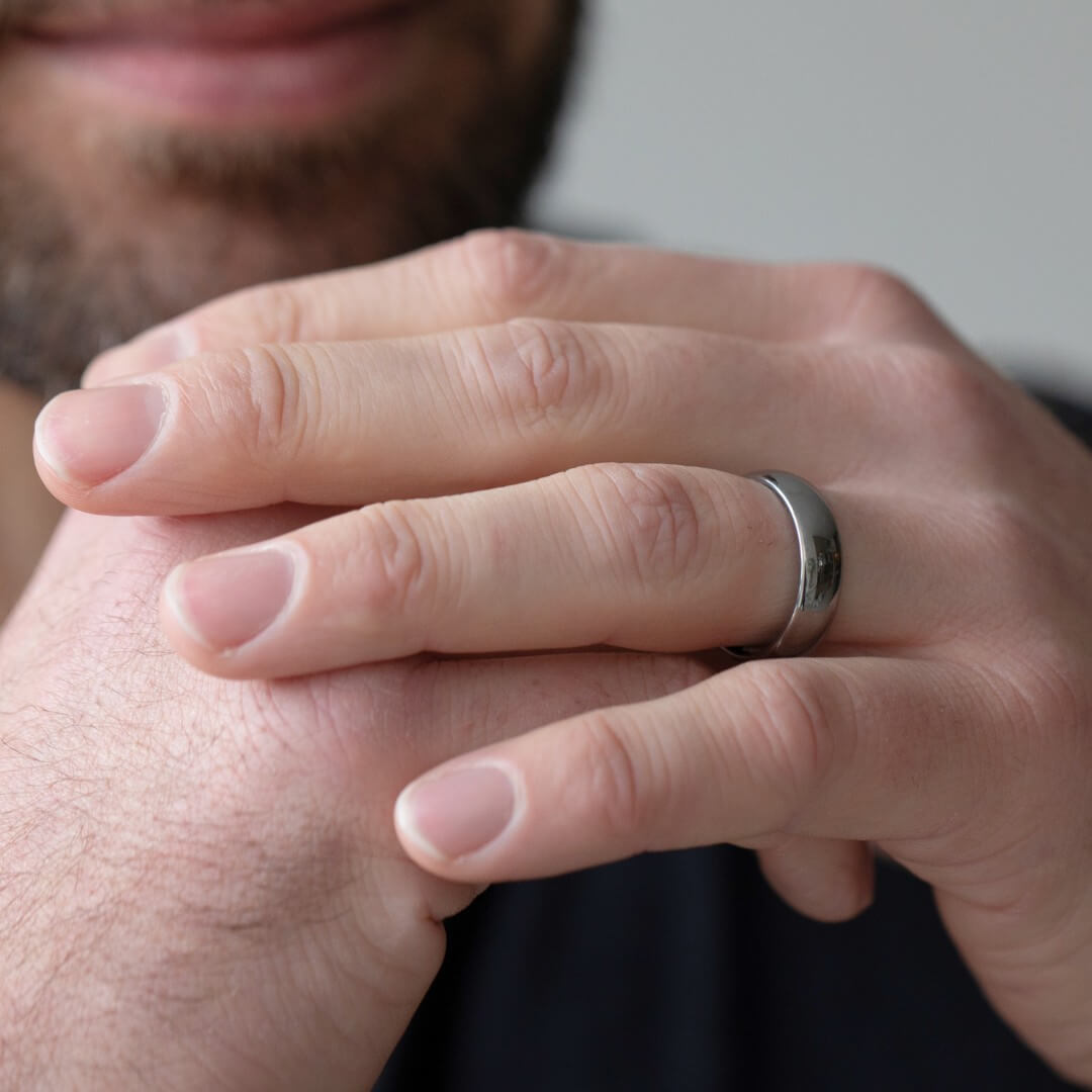 The Meridian – Polished Silver Tungsten Ring (6mm)