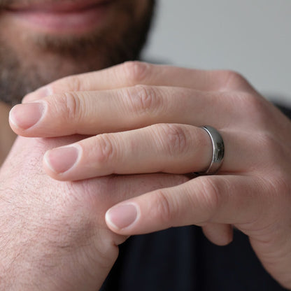 The Meridian – Polished Silver Tungsten Ring (6mm)