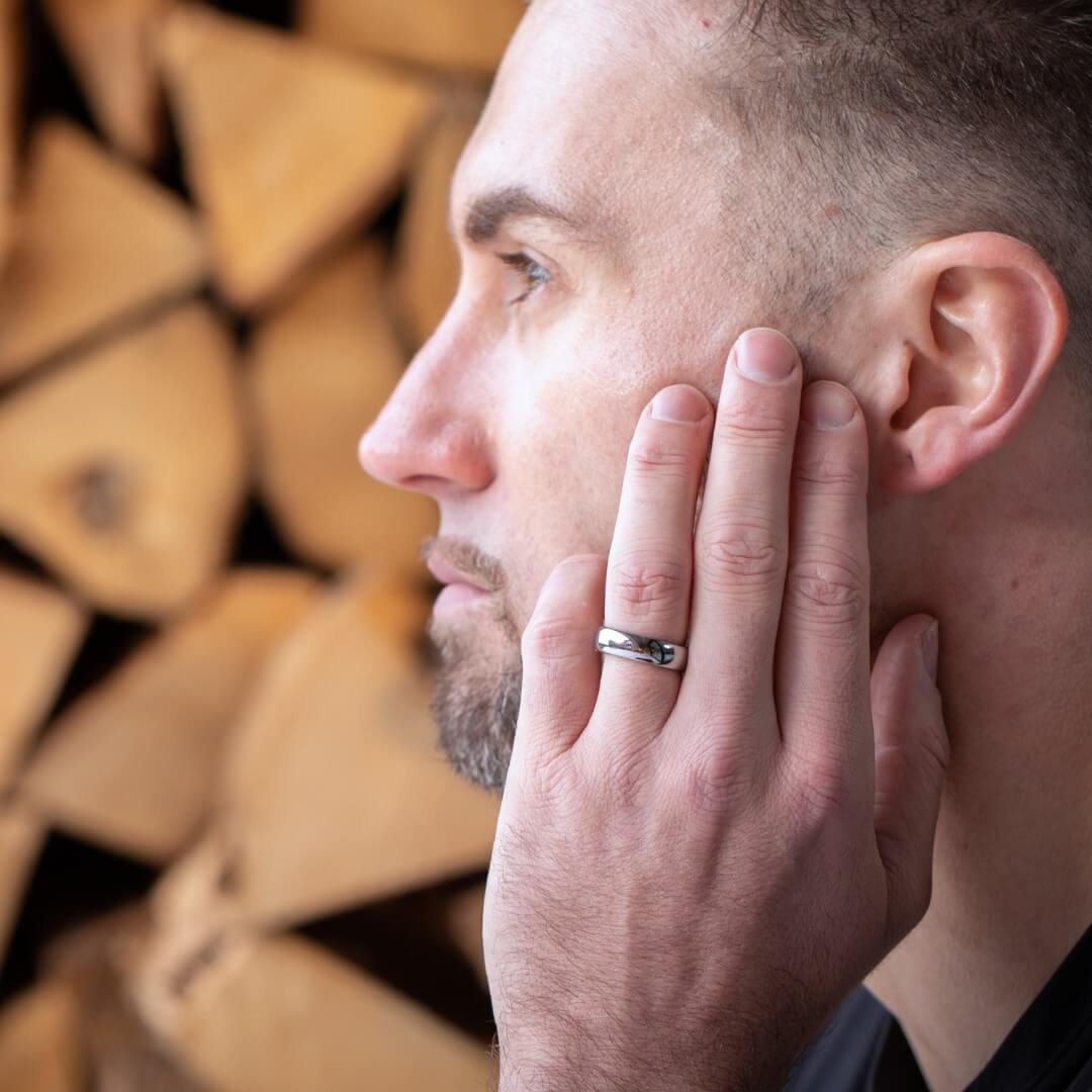 The Meridian – Polished Silver Tungsten Ring (6mm)