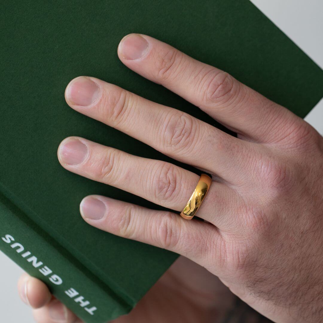 The Meridian - Polished Gold Tungsten Ring (6mm)