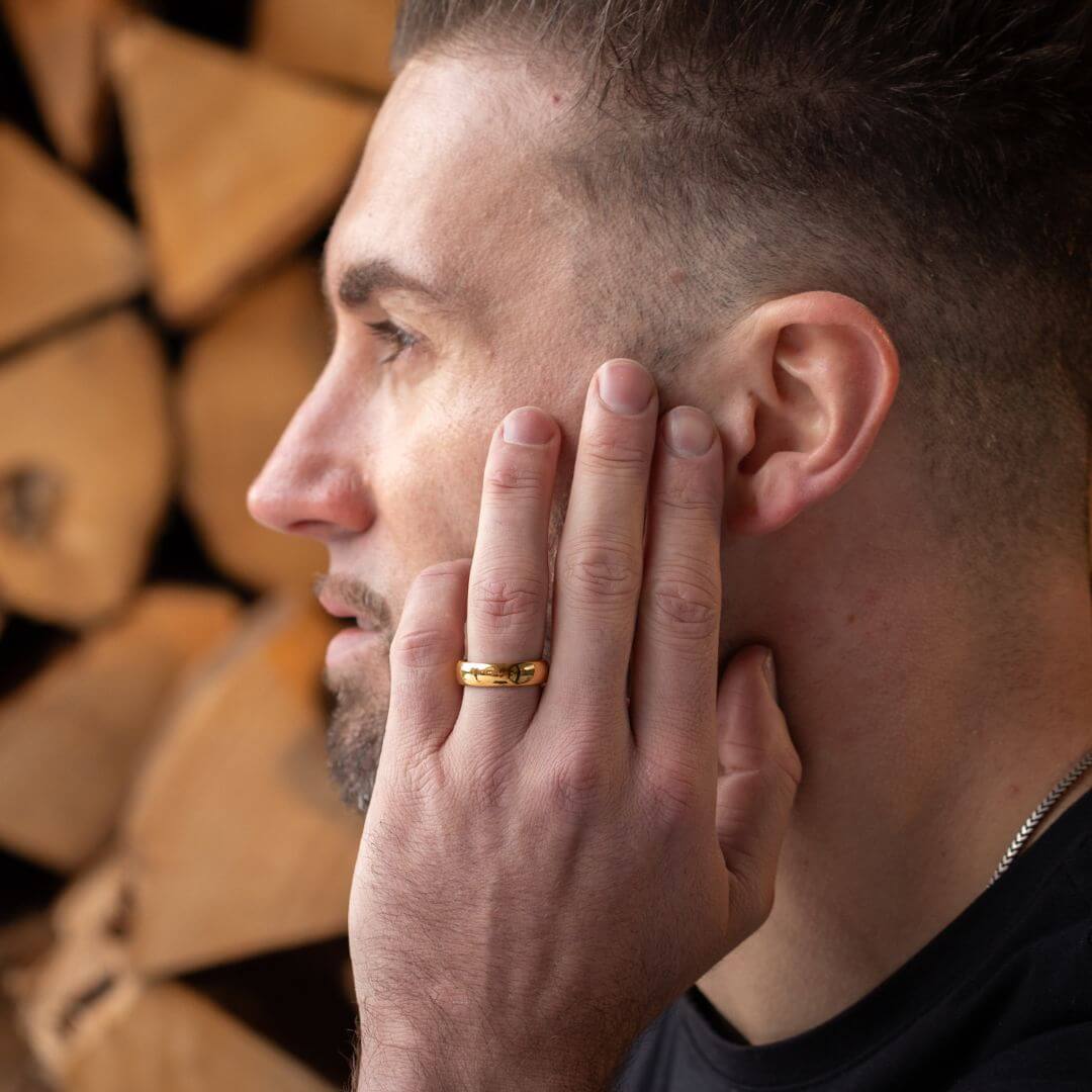 The Meridian - Polished Gold Tungsten Ring (6mm)