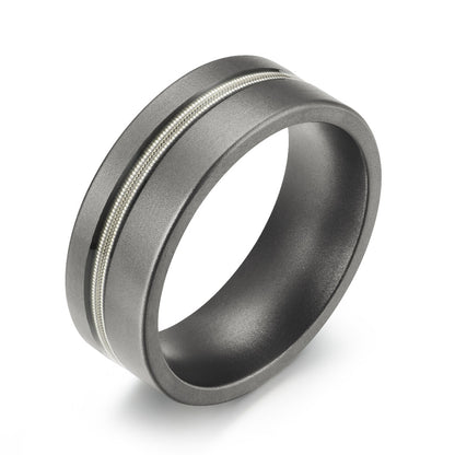 The Resonant – Gun Metal Titanium Ring With Guitar String (8mm)