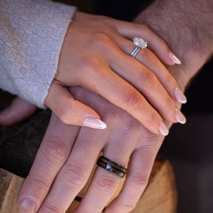 The Cask – Black Tungsten Ring With Walnut Wood Veneer (8mm)