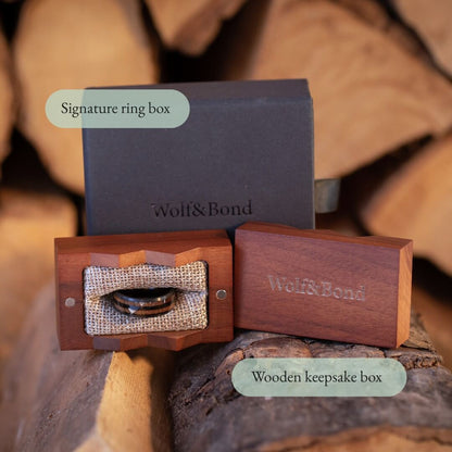 The Cask – Black Tungsten Ring With Walnut Wood Veneer (8mm)