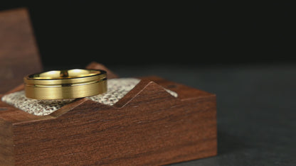 The Axis - Brushed Gold Tungsten Ring (4mm, 6mm)