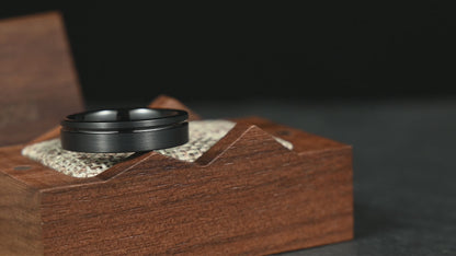 The Axis - Brushed Black Tungsten Ring (4mm, 6mm)
