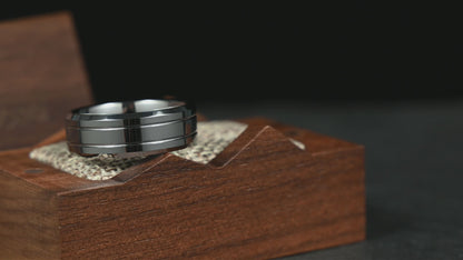 The Duet - Polished Silver Tungsten Ring (6mm, 8mm)