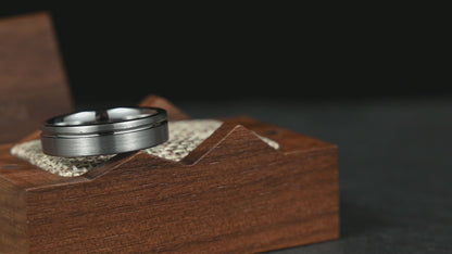 The Axis - Brushed Silver Tungsten Ring (4mm, 6mm)