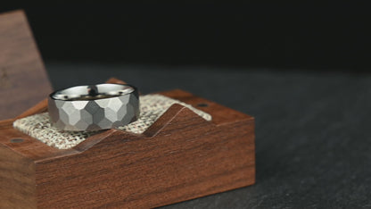 The Anvil - Silver Hammered Titanium Ring (8mm)